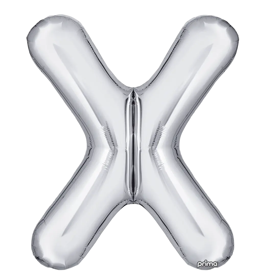 Prima 16 inch Letter X Silver Foil Balloon (2 Pack)
