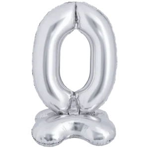 Prima 40 inch Silver Standing Number 0 Foil Balloon