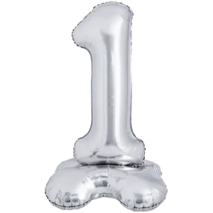 Prima 40 inch Silver Standing Number 1 Foil Balloon