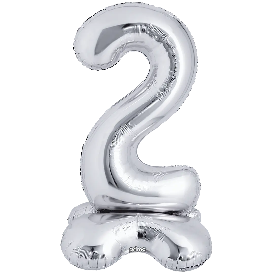 Prima 40 inch Silver Standing Number 2 Foil Balloon