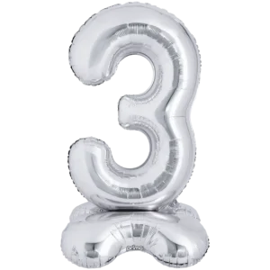 Prima 40 inch Silver Standing Number 3 Foil Balloon