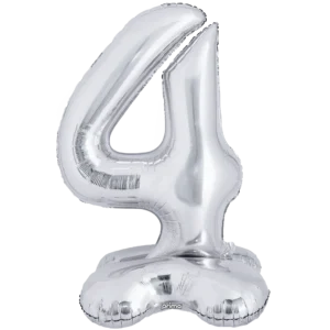 Prima 40 inch Silver Standing Number 4 Foil Balloon