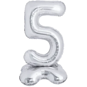 Prima 40 inch Silver Standing Number 5 Foil Balloon