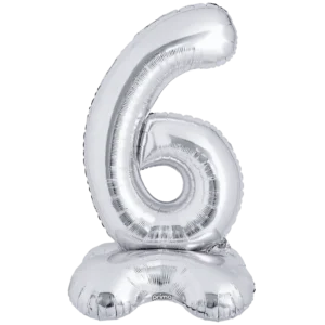 Prima 40 inch Silver Standing Number 6 Foil Balloon