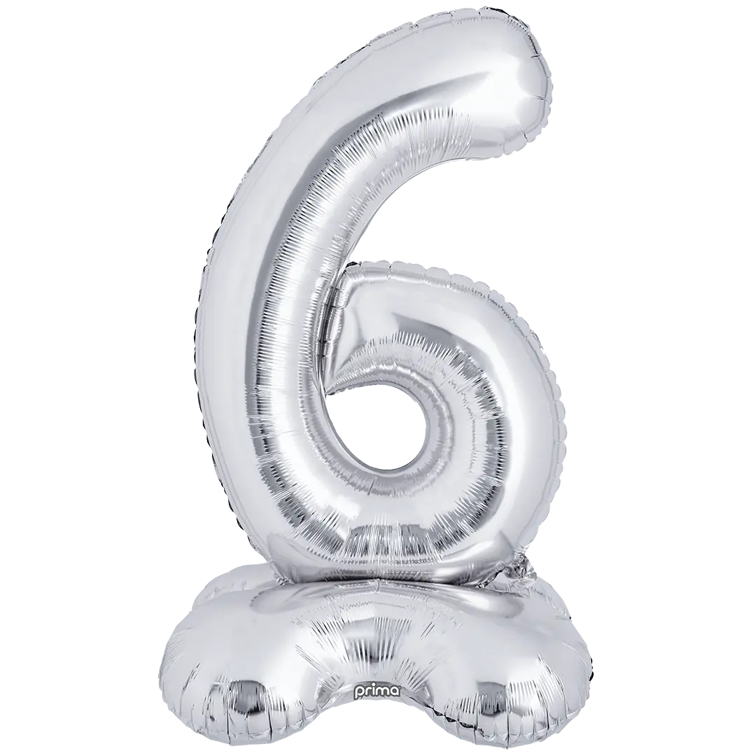 Prima 40 inch Silver Standing Number 6 Foil Balloon