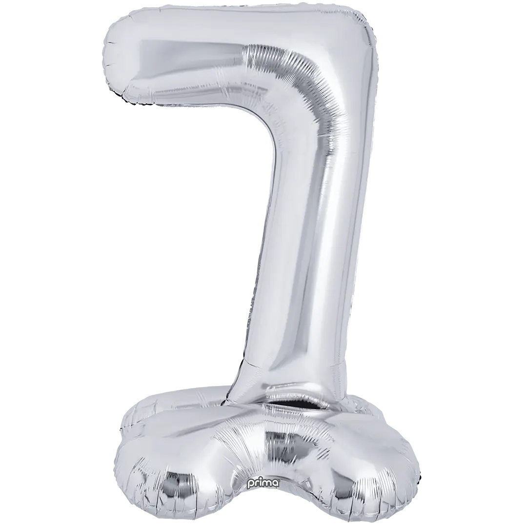 Prima 40 inch Silver Standing Number 7 Foil Balloon