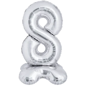 Prima 40 inch Silver Standing Number 8 Foil Balloon