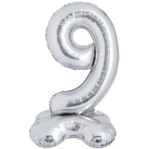 Prima 40 inch Silver Standing Number 9 Foil Balloon