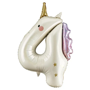 Party Deco 37 inch Unicorn Holo Number 4 Foil Balloon