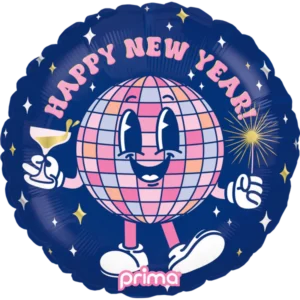 Prima 18 inch Round Happy New Year Disco Ball Buddy Foil Balloon