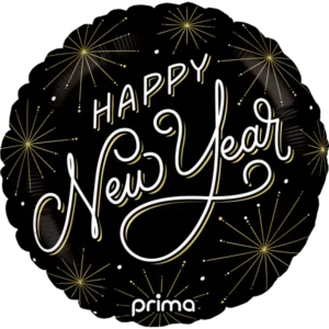 Prima 18 inch Round Happy New Year Fireworks Foil Balloon