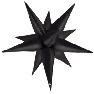 Prima 26 inch Black Satin Starburst Foil Balloon