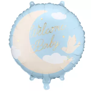 18 inch Welcome Baby Moon Blue Foil Balloon