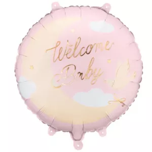 18 inch Welcome Baby Moon Pink Foil Balloon