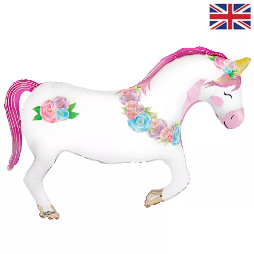 Oaktree 34 inch Flowery Unicorn Foil Balloon