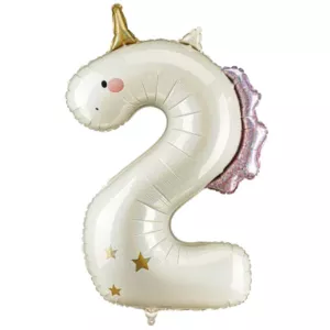 37 inch Unicorn Holo Number 2 Foil Balloon