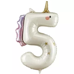 37 inch Unicorn Holo Number 5 Foil Balloon