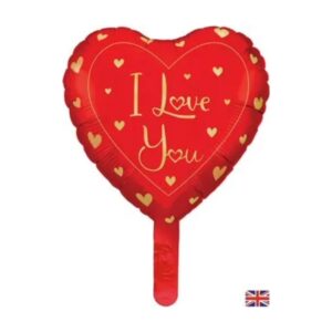 Oaktree 9 inch Confetti Hearts Metallic I Love You Mini Foil Balloon