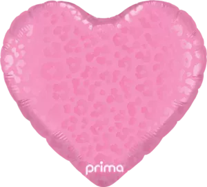 Prima 18 inch Heart Dark Pink Matte & Shiny Leopard Print Foil Balloon