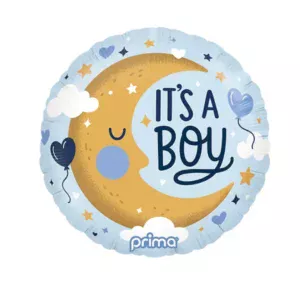 Prima 18 inch Round It's A Boy Moon Foil Balloon