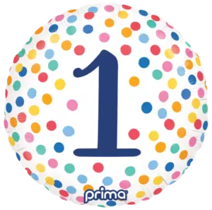 Prima 18 inch Round Happy Birthday Colorful Confetti 1 Foil Balloon