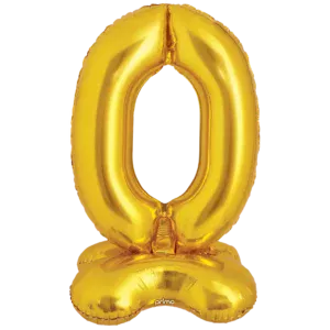 Prima 40 inch Gold Standing Number 0 Foil Balloon