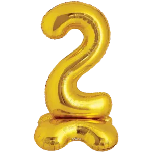 Prima 40 inch Gold Standing Number 2 Foil Balloon