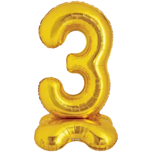 Prima 40 inch Gold Standing Number 3 Foil Balloon