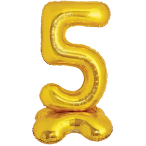 Prima 40 inch Gold Standing Number 5 Foil Balloon