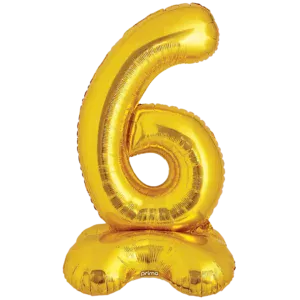 Prima 40 inch Gold Standing Number 6 Foil Balloon