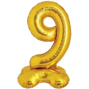 Prima 40 inch Gold Standing Number 9 Foil Balloon