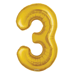 Prima 34 inch Gold Number 3 Foil Balloon