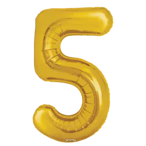 Prima 34 inch Gold Number 5 Foil Balloon