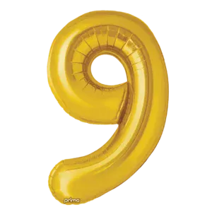 Prima 34 inch Gold Number 9 Foil Balloon