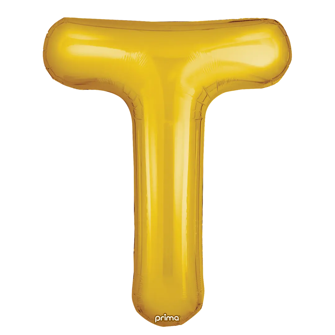 Prima 16 inch Letter T Gold Foil Balloon (2 Pack)