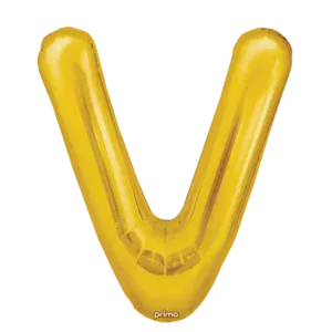 Prima 16 inch Letter V Gold Foil Balloon (2 Pack)