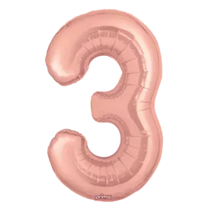 Prima 16 inch Rose Gold Number 3 Foil Balloon (2)
