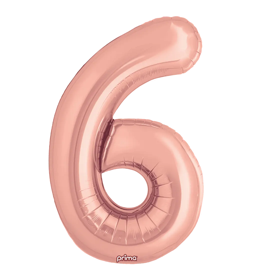 Prima 16 inch Rose Gold Number 6 Foil Balloon (2)