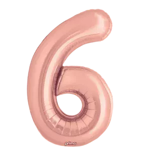 Prima 34 inch Rose Gold Number 6 Foil Balloon