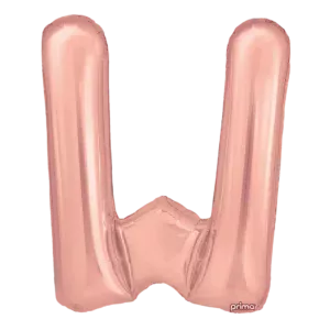Prima 16 inch Letter W Rose Gold Foil Balloon (2 Pack)