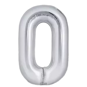 Prima 16 inch Silver Number 0 Foil Balloon (2)