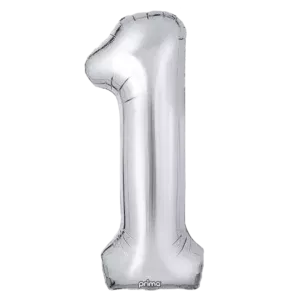 Prima 16 inch Silver Number 1 Foil Balloon (2)