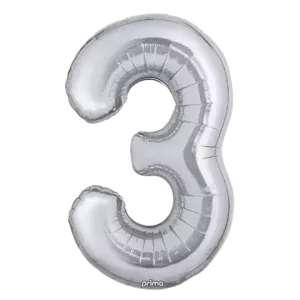 Prima 16 inch Silver Number 3 Foil Balloon (2)