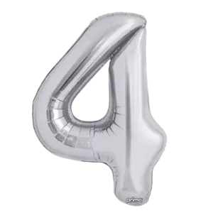 Prima 16 inch Silver Number 4 Foil Balloon (2)