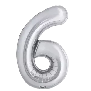 Prima 16 inch Silver Number 6 Foil Balloon (2)