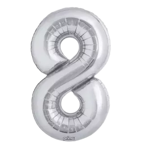 Prima 16 inch Silver Number 8 Foil Balloon (2)