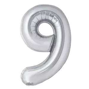 Prima 16 inch Silver Number 9 Foil Balloon (2)