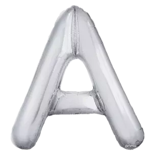 Prima 16 inch Letter A Silver Foil Balloon (2 Pack)