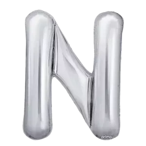 Prima 16 inch Letter N Silver Foil Balloon (2 Pack)