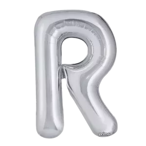 Prima 16 inch Letter R Silver Foil Balloon (2 Pack)